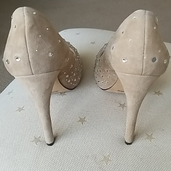 Vince Camuto Suede Rhinestone Round Toe Heels - Picture 5 of 7